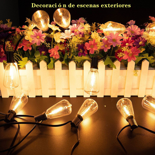 Led Guirnalda De Luces 25+2 Focos Vintage Impermeable 15m