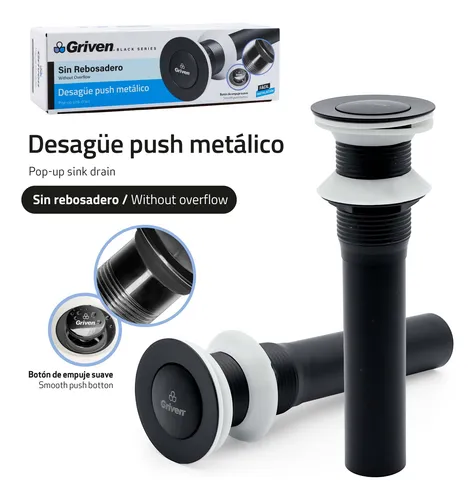 comprar Desague De Lavamano Push Buttom Sin Rebosadero Negro