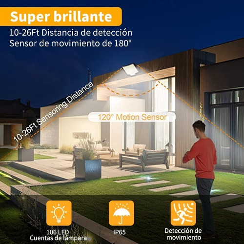 Llinpi® Lámpara Solar De Pared Exteriores Sensor Luz 4 Modos