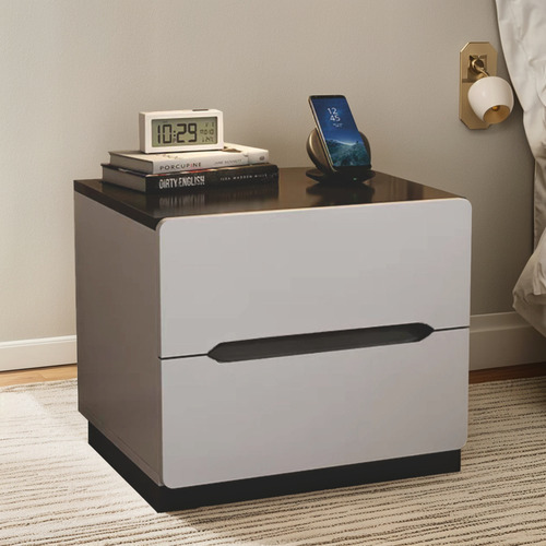 Buro De Noche Blanco 40cm - 2 Cajones Madera Sencillo