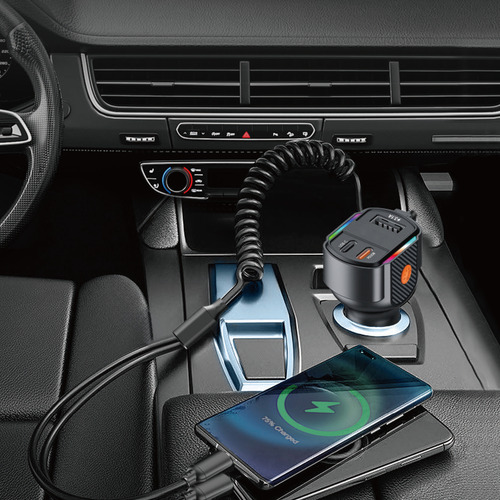 Cargador Para Auto, Cargador Usb C 5 En 1 De Carga Rápida Negro