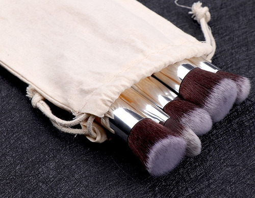 Imagen 4 de 9 de Set 11 Brochas Pinceles Maquillaje Bambú Con Bolsa Algodón