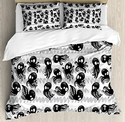 Ambesonne Octopus Duvet Cover Set, Dibujos Animados Hhlfg