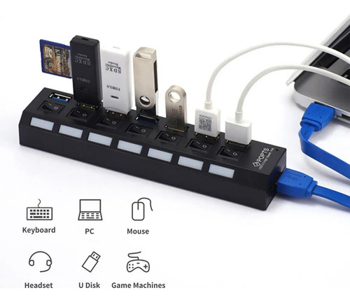 El Divisor Usb 3.0 Multi Usb Utiliza Un Adaptador De Corrien