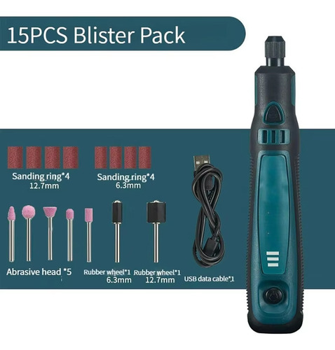 Micro Retífica Usb Com 15 Acessórios Mini Lixadeira