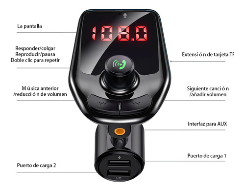 Receptor Vehículo Transmisor Bluetooth Fm De Música Mp3