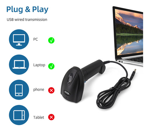 Lector De Códigos Barras 1d Usb Manual/automático Windows An