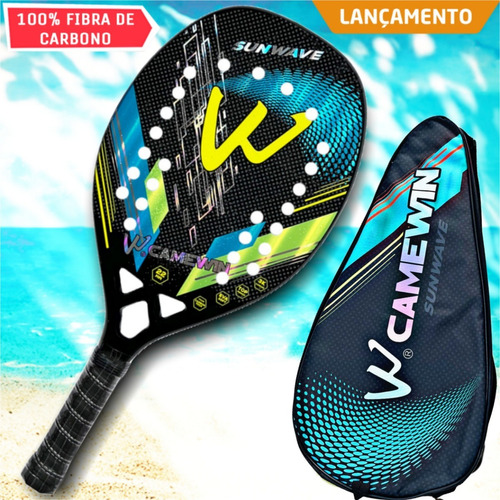 Raquete Beach Tennis Camewin 100% Fibra De Carbono + Brindes Cor Sunwave Blue