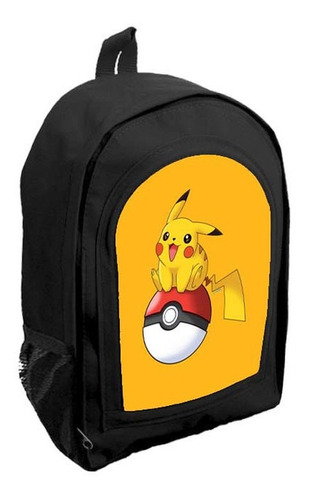 Mochila Negra Infantil Nena Nene Pikachu Pokemon Tt50