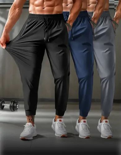 Kit  Calça Masculina Com Elastano Esportiva Fitness Dry Fit Kit 3 Calcas M 40/42