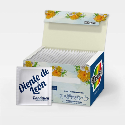 Imagen 6 de 6 de Therbal Té Diente De Leon Dandelion Hierbas 25 Sobres