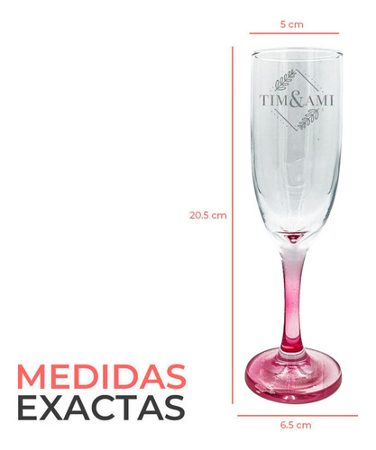 Copa Brindis Base Rosa Personalizada Boda 6pz