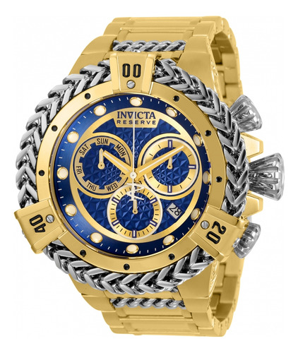 Invicta Reserve Bolt Hercules 30544 Swiss 52m Cor da correia Prateado Cor do bisel Dourado Cor do fundo Azul