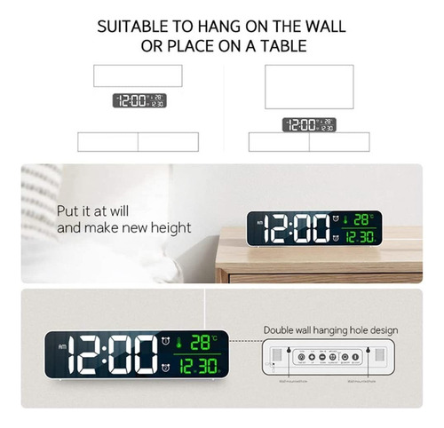 Reloj Digital Led De Gran Pantalla Con Fecha Y Temperatura