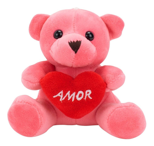 Chaveiro Urso Marrom Claro Coração Amor 12cm - Pelúcia Cor NO