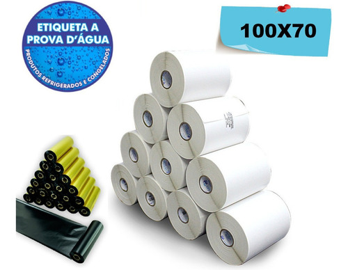 10 Rolos Etiqueta Bopp Adesiva 10x7 Cm | 100x70 + 5 Ribbons