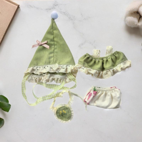 4x Moda Bonecas Elf Roupas E Calças Chapéu Bolsa Verde