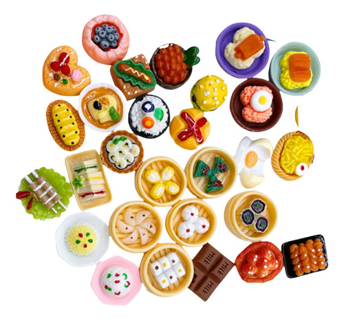 50 Piezas De Mini Juguetes De Resina Con Forma De Comida,