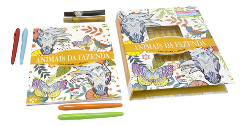 Book My Brilliant Art Therapy Superbook Animals from the Farm de Brijbasi Art Press, editorial Happy Books, tapa dura en portugués, 2022.