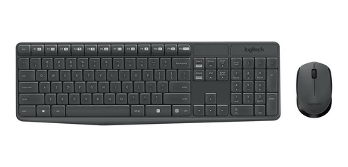 Imagen 1 de 4 de Kit de teclado y mouse inalámbrico Logitech MK235 Inglés de color negro