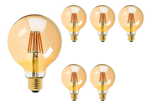 Kit 6 Lâmpada Led Retro G125 Filamento 4w 2200k Menor Preço