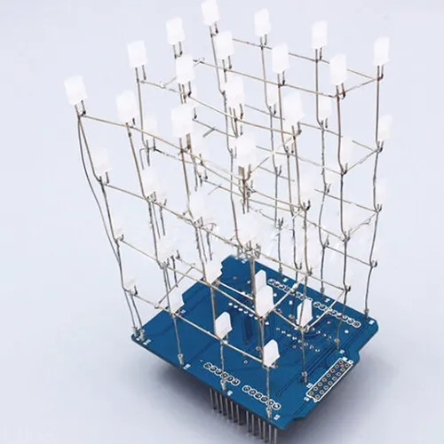 Cubo De Led 4x4x4 Vermelho Para Arduino Kit Completo Diy