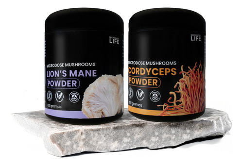 Kit Foco E Energia | Extrato Em Pó Lions Mane E Cordyceps 100gr | Microdoselife