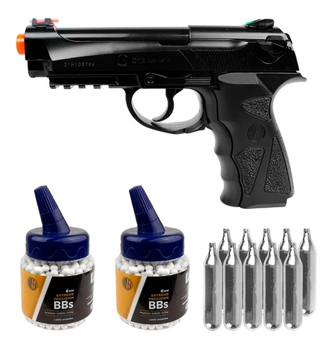 Pistolada Airsoft Co2 Wingun Rossi C12 6mm + Acessórios