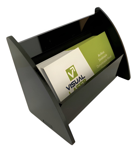 Porta Cartão De Visita Preto Mesa Balcão Acrílico