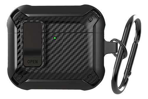 USTIYA Funda Para AirPods 4 Case Uso Rudo Protector Carcasa Seguro Color Negro Cover