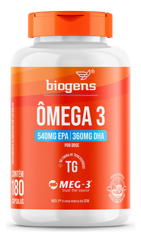 Ômega 3 Tg, C/ Selo Meg-3, 180 Cps, Biogens Sabor Neutro