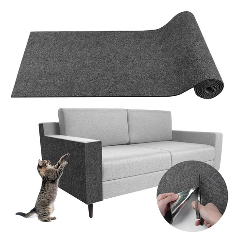 Tapete Rascador De Gato Autoadhesivo Gris 78.7 X 15.8 Pulgad Gris Oscuro