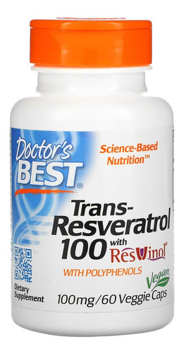 Trans Resveratrol C/ Resvinol 100 mg 60 cápsulas Doctor's Best Eua Sabor Sin sabor