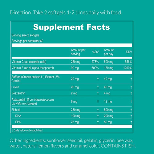 Imagen 5 de 9 de Vitaminas Premium Para Los Ojos Areds 2 Plus | 120 Softgels