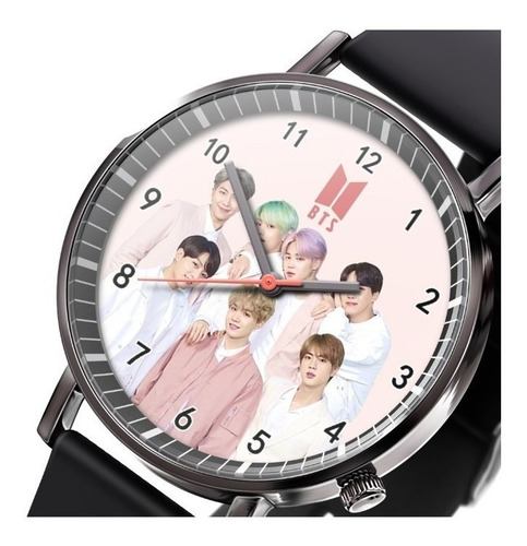 Reloj Analógico De Cuarzo Bts Modelo 1 Color Negro