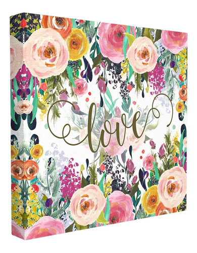 Elegant Love Floral Canvas Wall Art, 24 X 24, Multicolo...