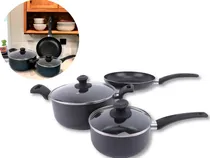 Comprar Bateria Cocina 3 Piezas Sarten Cacerola Olla Teflon Aluminio
