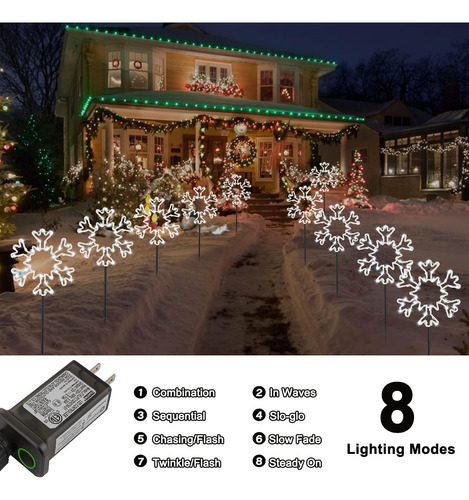 Luces De Copos De Nieve Para Camino Exterior De Navidad