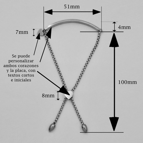 Imagen 2 de 5 de Pulsera Acero Personalizada Grabado Láser M1149