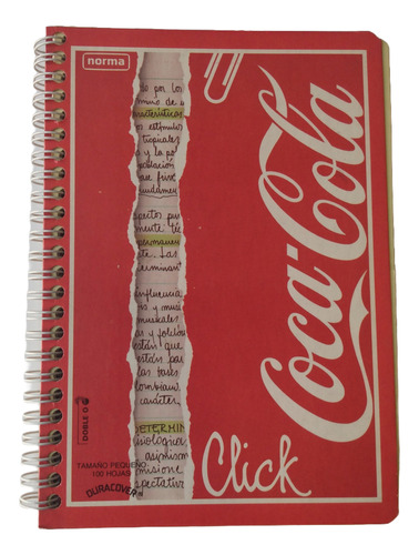 Cuaderno Coca Cola Antiguo Click De Norma