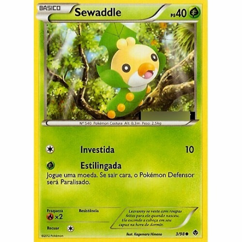 Sewaddle - Pokémon Planta Comum - 3/98 - Pokemon Card Game
