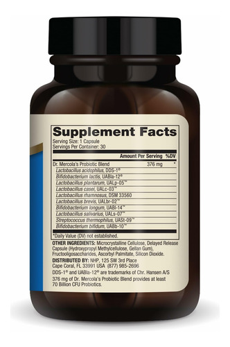 Dr. Mercola Probióticos Completos 70b Cfu 30 Cápsulas