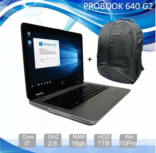 Laptop I7 / Probook 640 14 Negra / 16 Ram / + Mochila