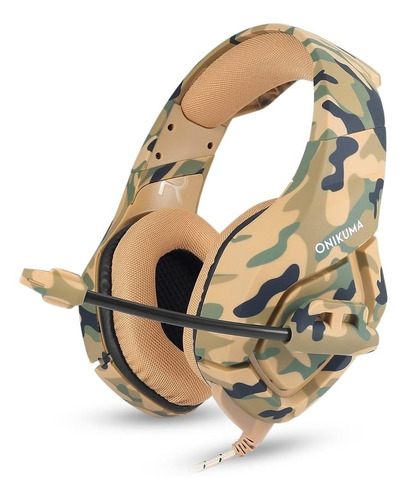 Fone de ouvido gamer Onikuma K1-B camouflage yellow