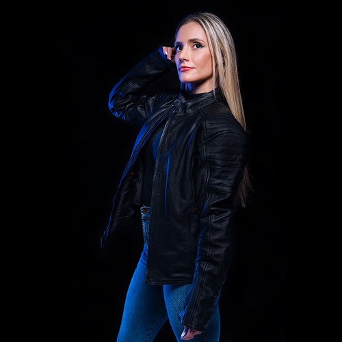 Imagen 4 de 8 de Campera Cuero Moto Stav Lady Style Protection Shock Control