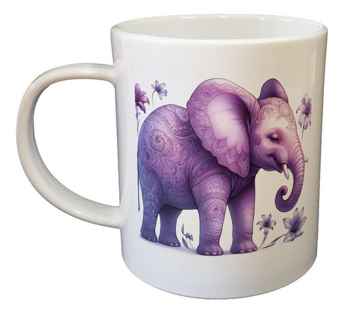 Taza Plastico Elefante Con Flores Dibujo Elephant Draw