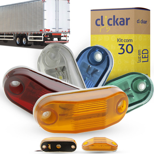 Kit 30 Lanterna Lateral De Led Vuc Carretinha Trator Trailer