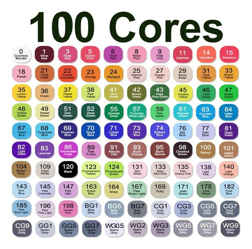 Para Canetinhas Coloridas 100 Cores Ponta Dupla Estojo