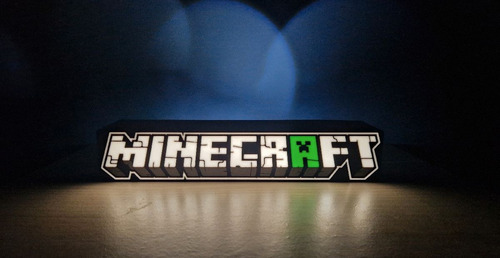 Cartel Cuadro Luminoso Minecraft Stream Negro