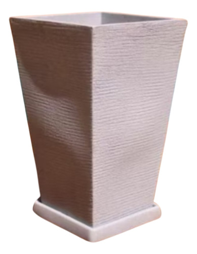 Vaso Para Plantas Coluna Quadrada Com Prato Tamanho Médio Cinza